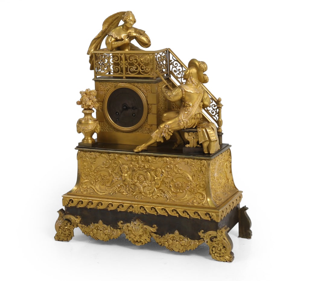 FRENCH EMPIRE STYLE GILT BRONZE MANTLE CLOCK (1 of 20)