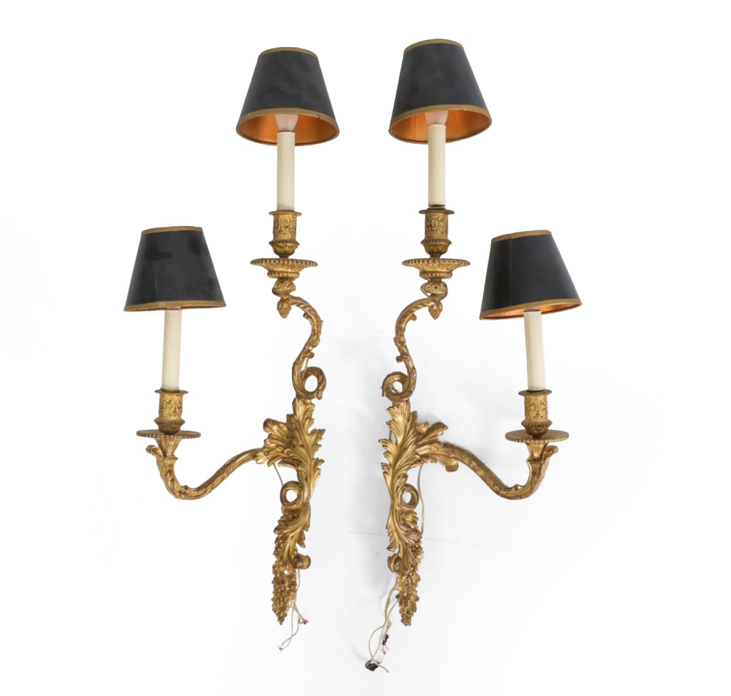 ANTIQUE LOUIS XV STYLE GILT BRONZE WALL SCONCES (1 of 13)