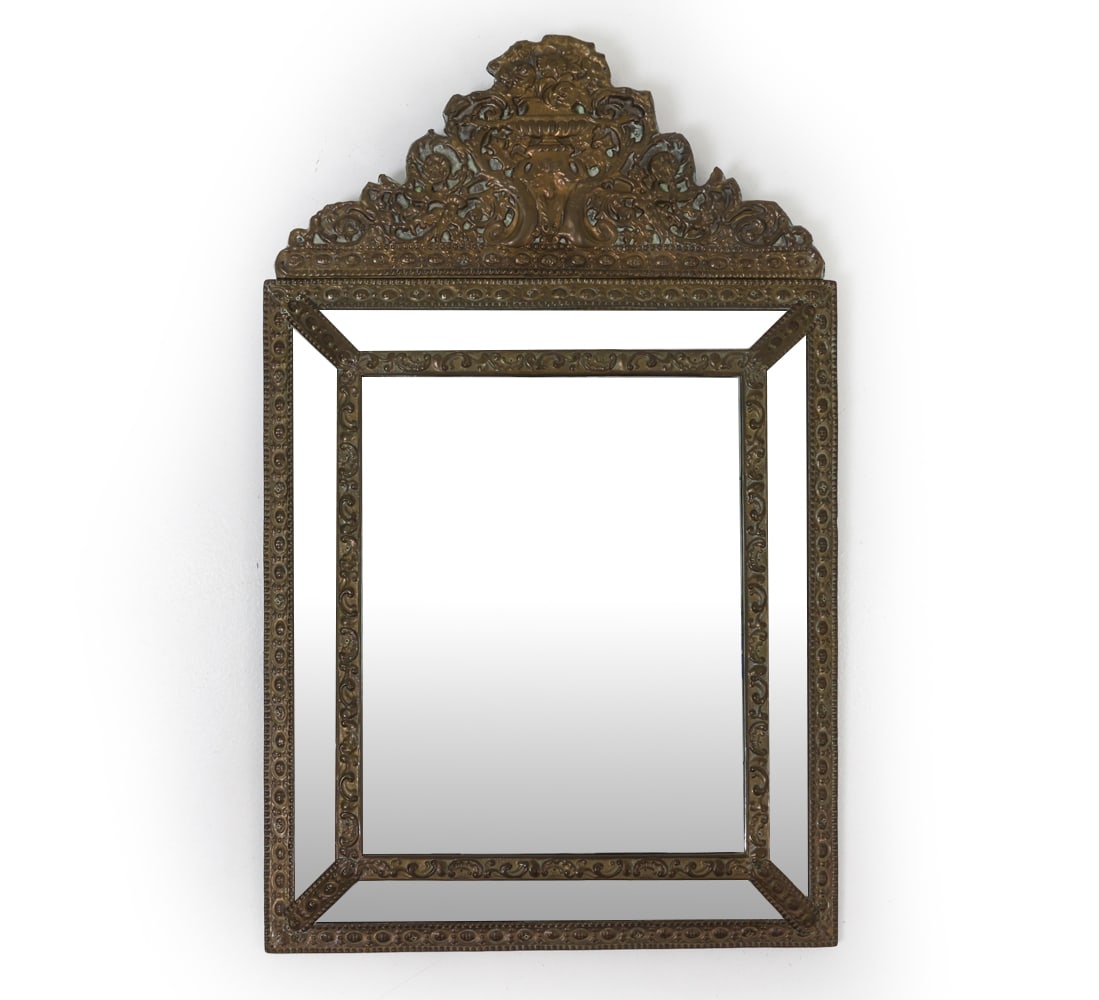FRENCH NAPOLEON III STYLE BRASS REPOUSSE MIRROR (1 of 12)