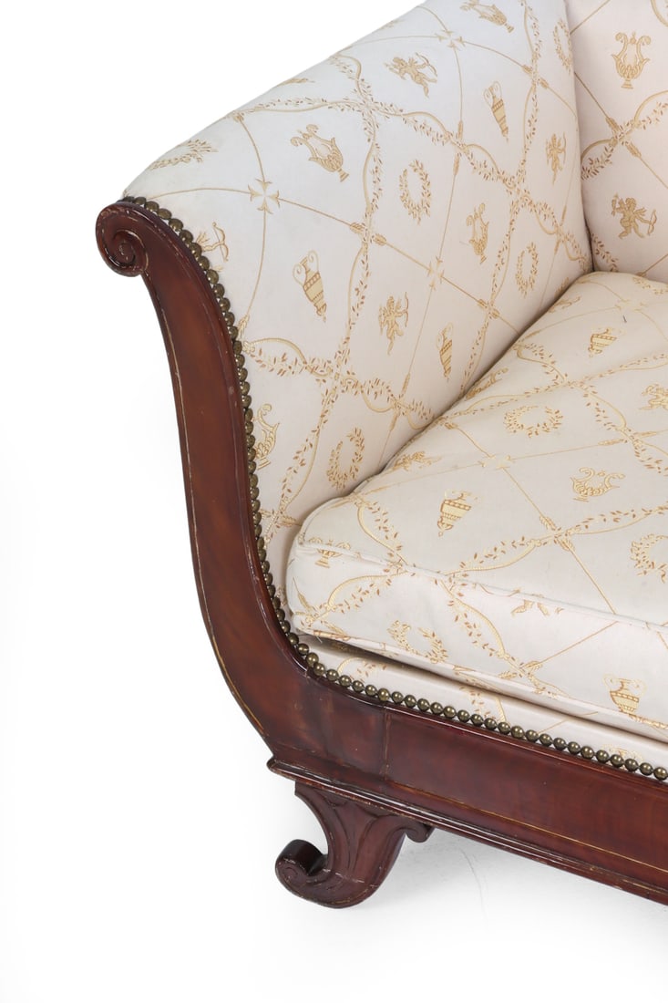 EMPIRE STYLE MAHOGANY SETTEE - 5