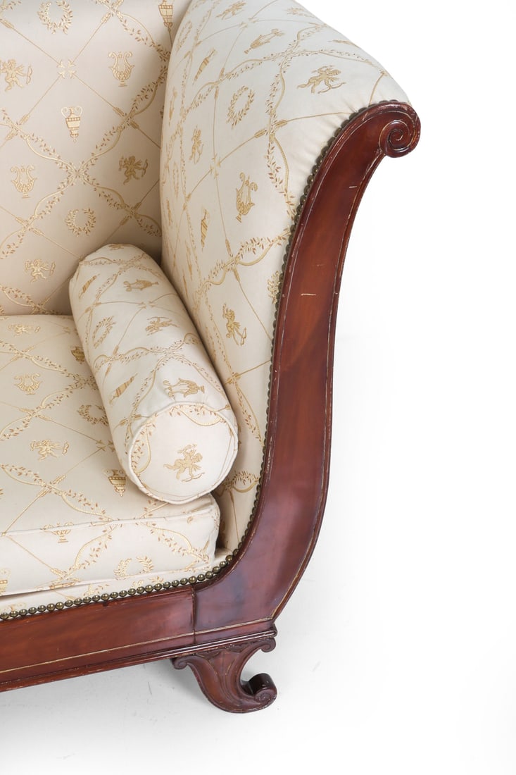 EMPIRE STYLE MAHOGANY SETTEE - 6