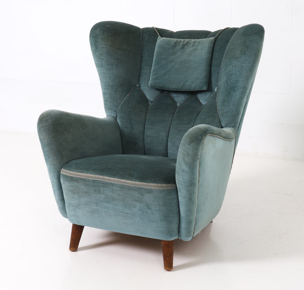 ATTR OTTO SCHULZ SWEDISH MOHAIR LOUNGE CHAIR 1930S (1 of 20)