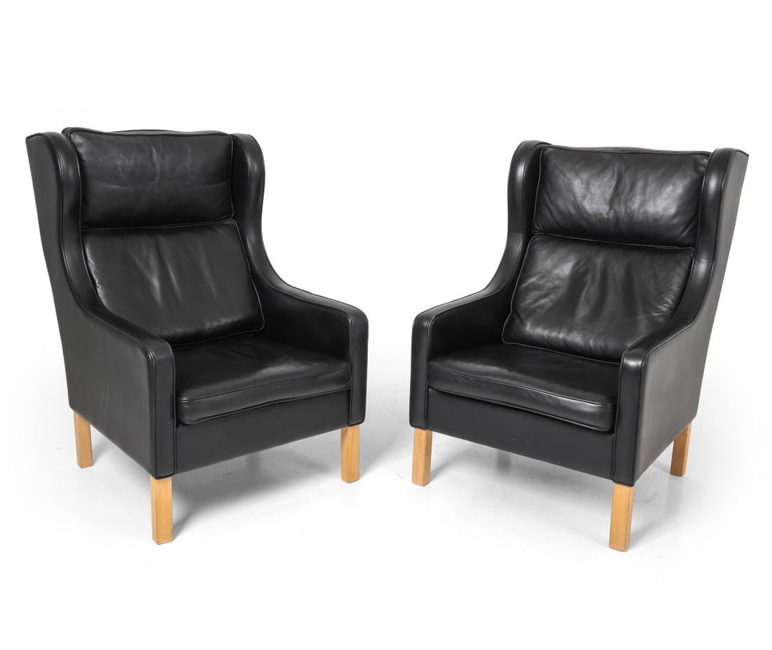 PAIR MOGENS HANSEN DANISH LEATHER LOUNGE CHAIRS (1 of 17)