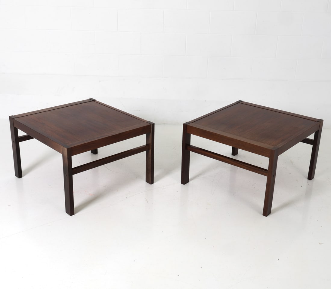 PAIR FRANCE & SON STYLE ROSEWOOD SIDE TABLES 1960S (1 of 15)