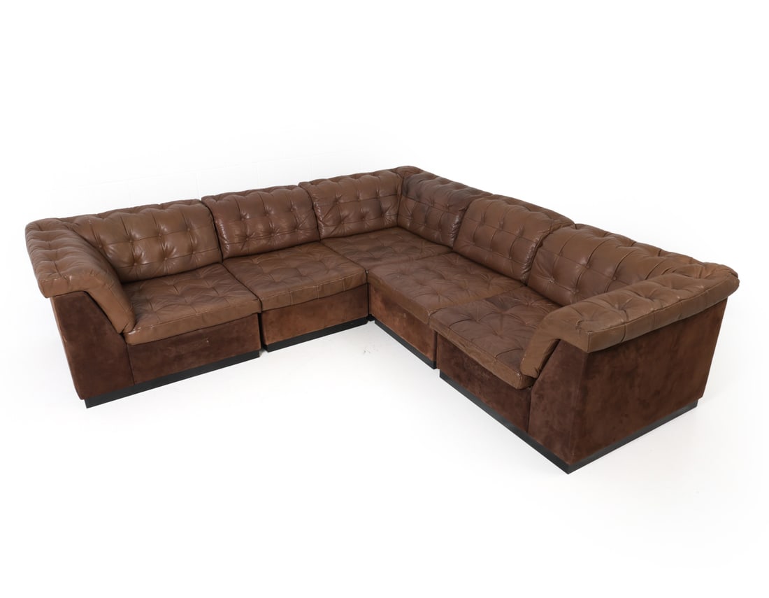 DE SEDE STYLE SWISS LEATHER SECTIONAL SOFA 1970S (1 of 18)
