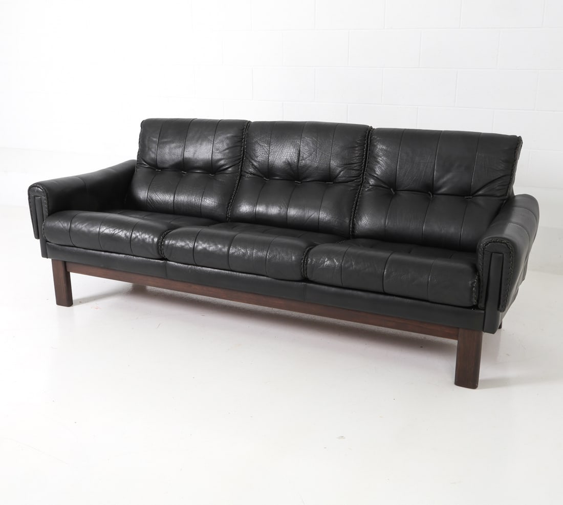 SKIPPER STYLE DANISH LEATHER SOFA C. 1970S (1 of 1)