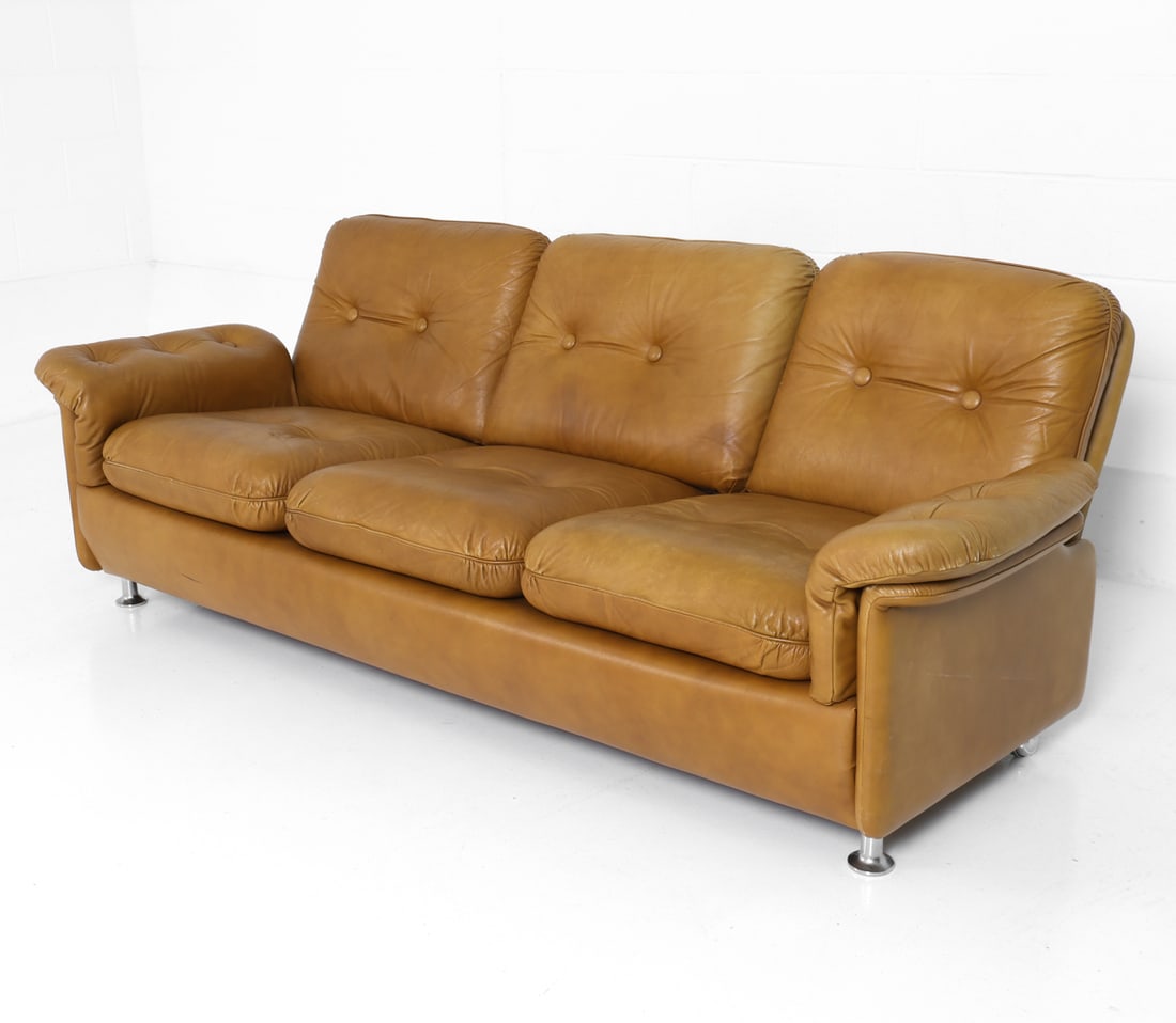 STYLE OF SKIPPER DANISH LEATHER SOFA C. 1970S (1 of 1)