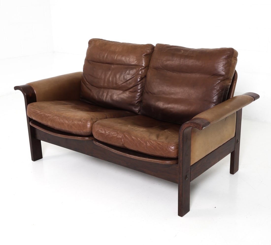 GEORG THAMS DANISH LEATHER LOVESEAT 1970S (1 of 15)