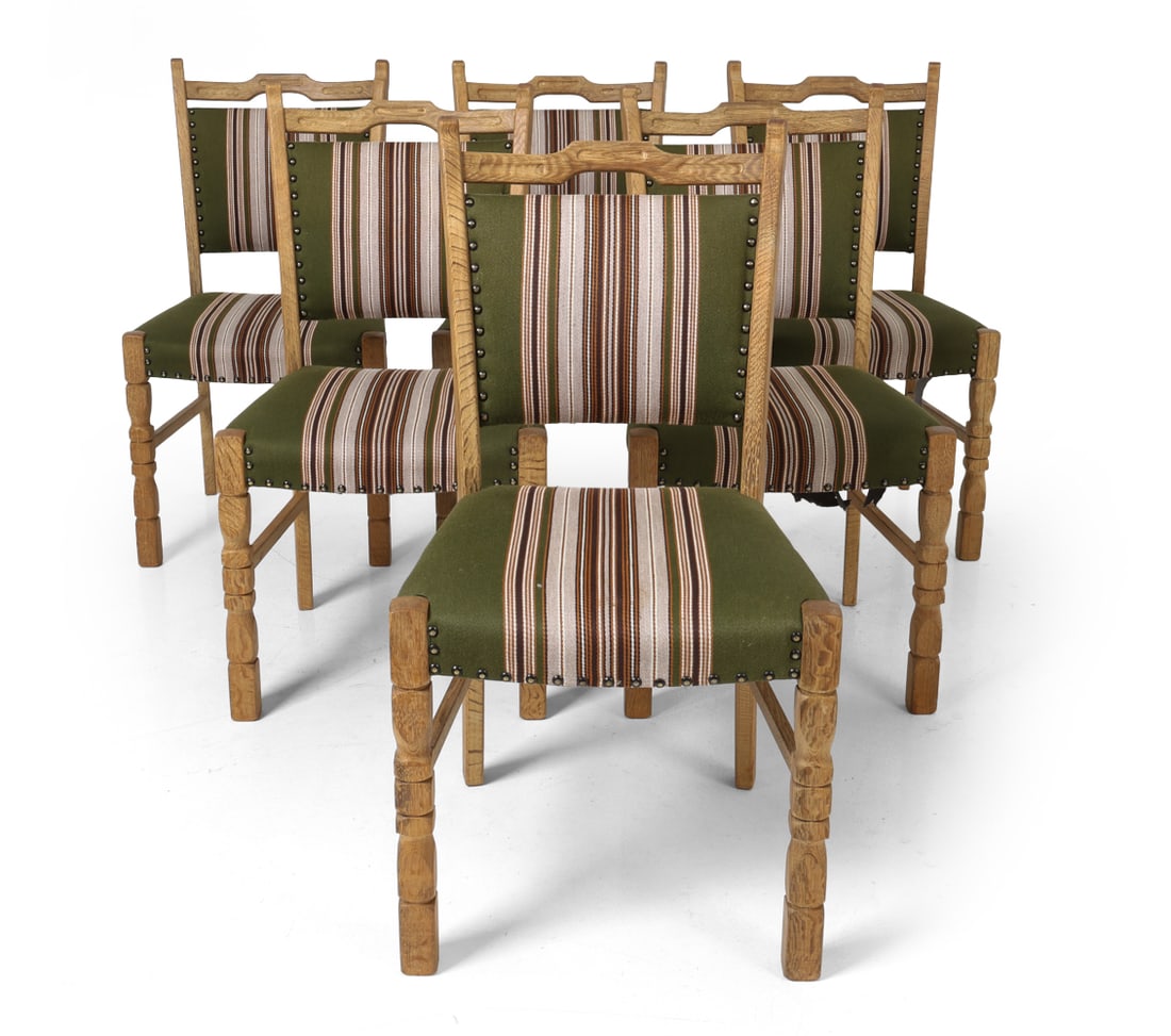 (6) STYLE OF KJAERNULF OAK DINING CHAIRS C. 1960S (1 of 17)