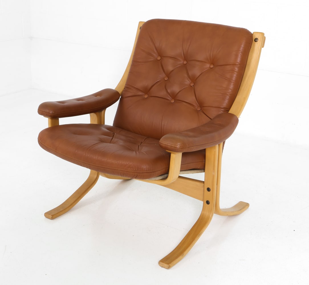 STYLE OF INGMAR RELLING LEATHER LOUNGE CHAIR 1970S (1 of 20)