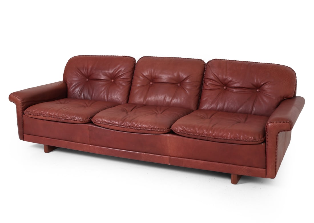 STYLE OF DE SEDE SWISS LEATHER SOFA C. 1970S (1 of 19)