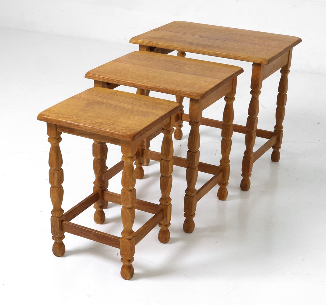 STYLE OF KJAERNULF DANISH OAK NESTING TABLES 1960S (1 of 14)