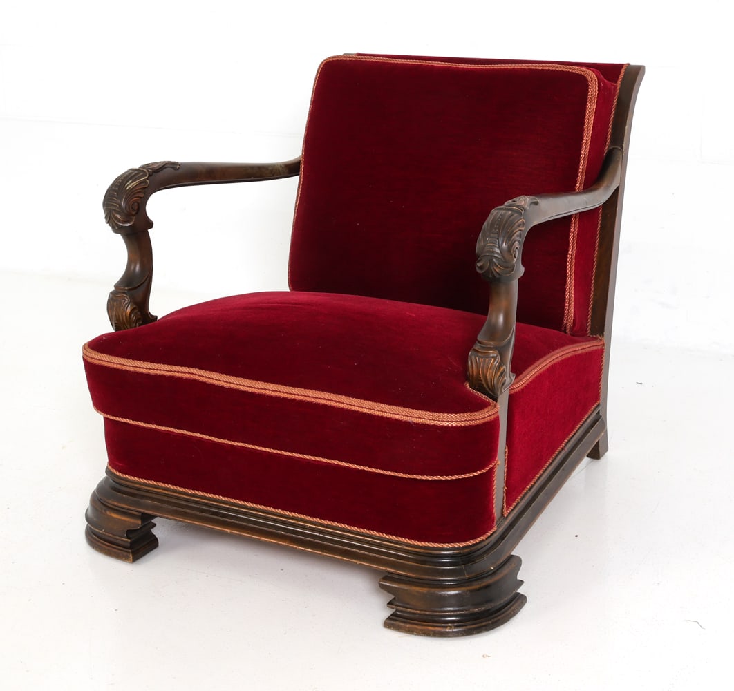 DECO STYLE DANISH MOHAIR LOUNGE CHAIR C. 1940S (1 of 18)