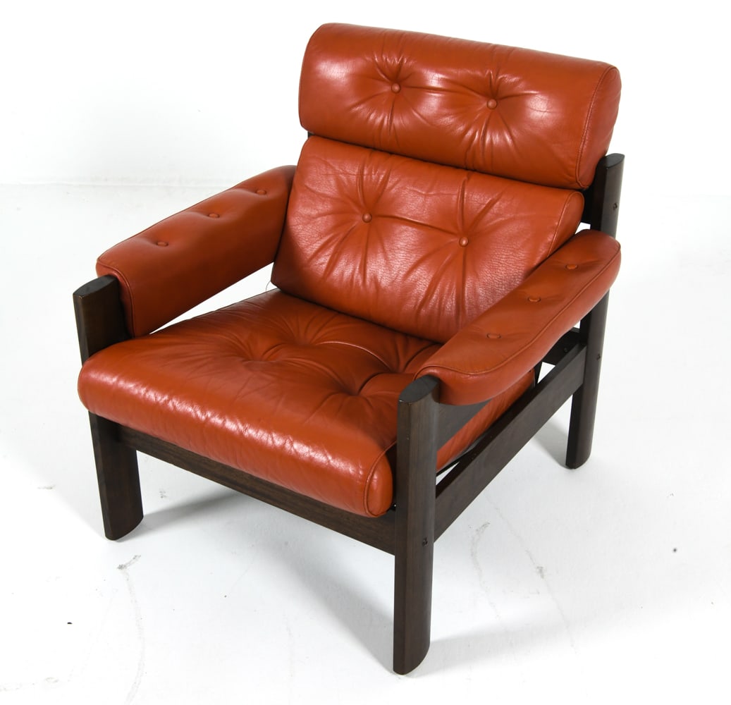 EKORNES "AMIGO" OAK & LEATHER LOUNGE CHAIR 1970S (1 of 1)