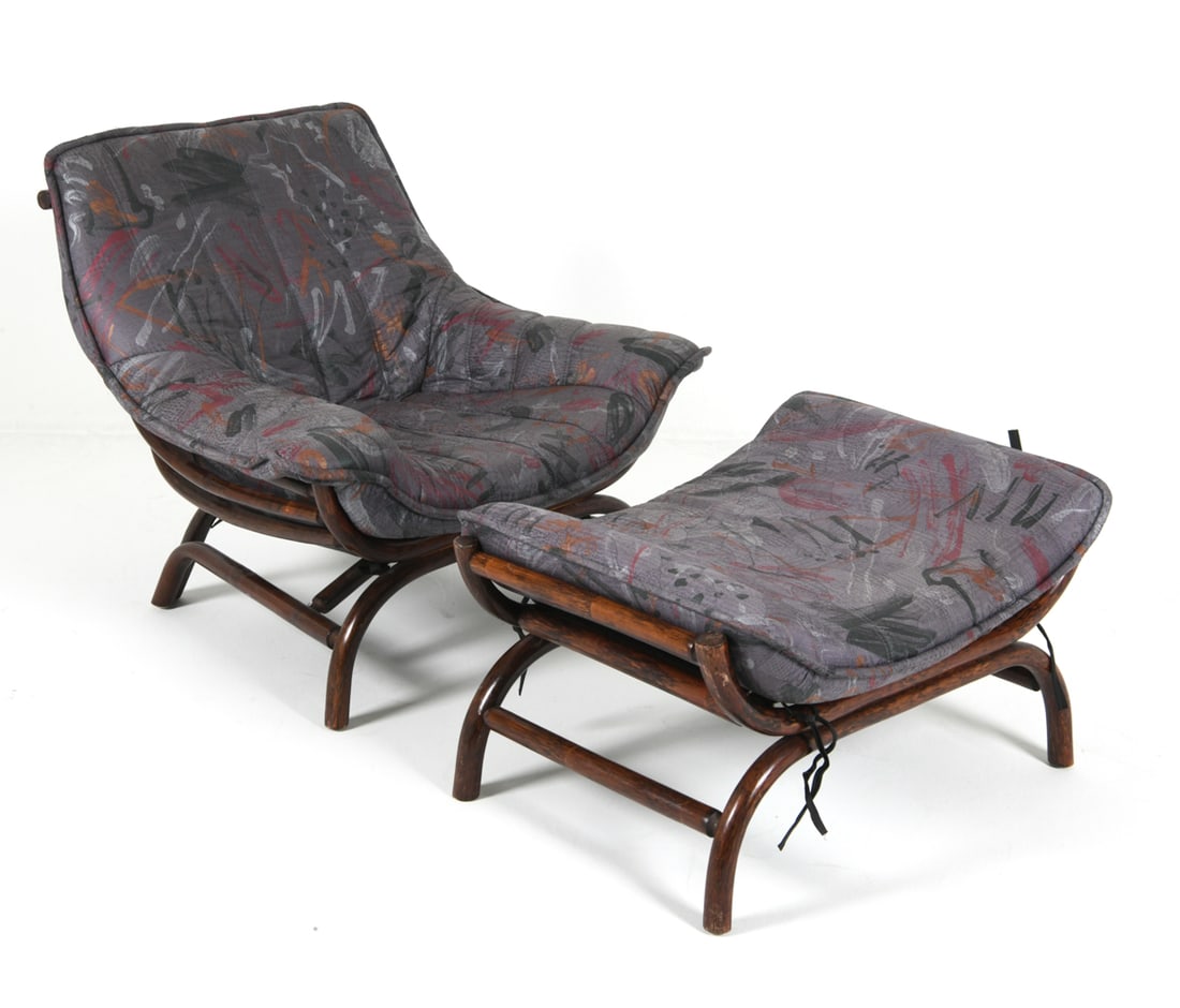 SLETTVOLL STYLE BAMBOO LOUNGE CHAIR & OTTOMAN (1 of 1)