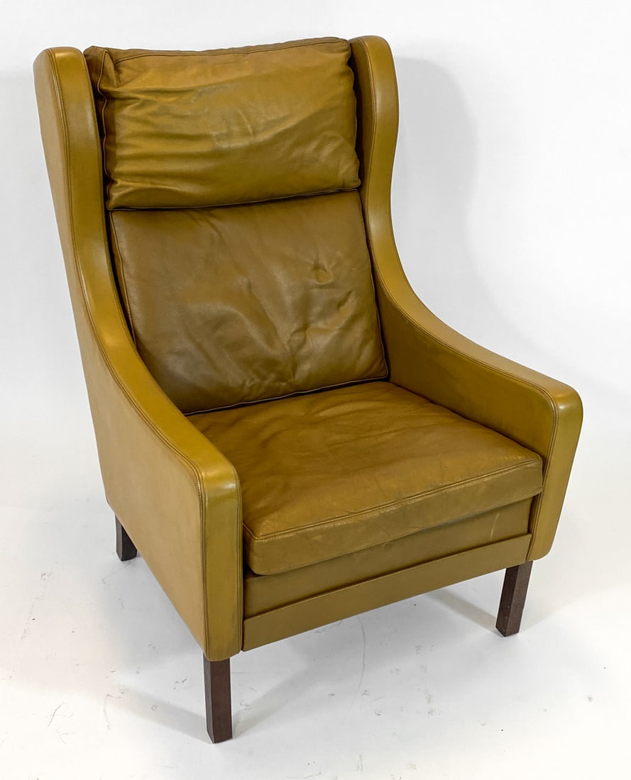 ATTR. MOGENS HANSEN LEATHER LOUNGE CHAIR C. 1970S (1 of 1)