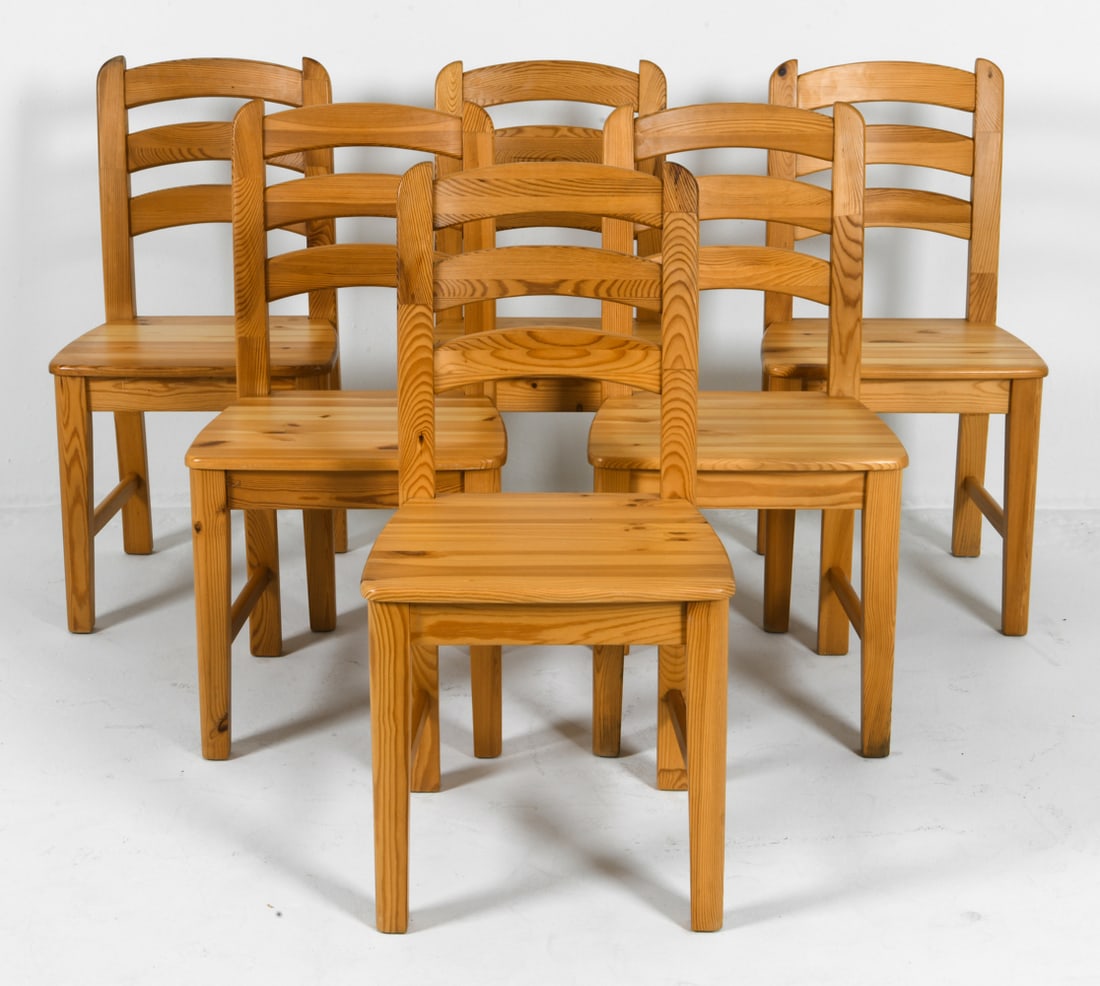 (6) DAUMILLER STYLE DANISH PINE DINING CHAIRS (1 of 1)