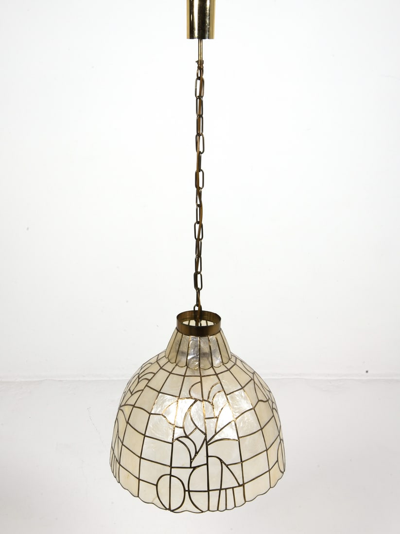 CAPIZ SHELL PENDANT LIGHT C. 1970S - 2