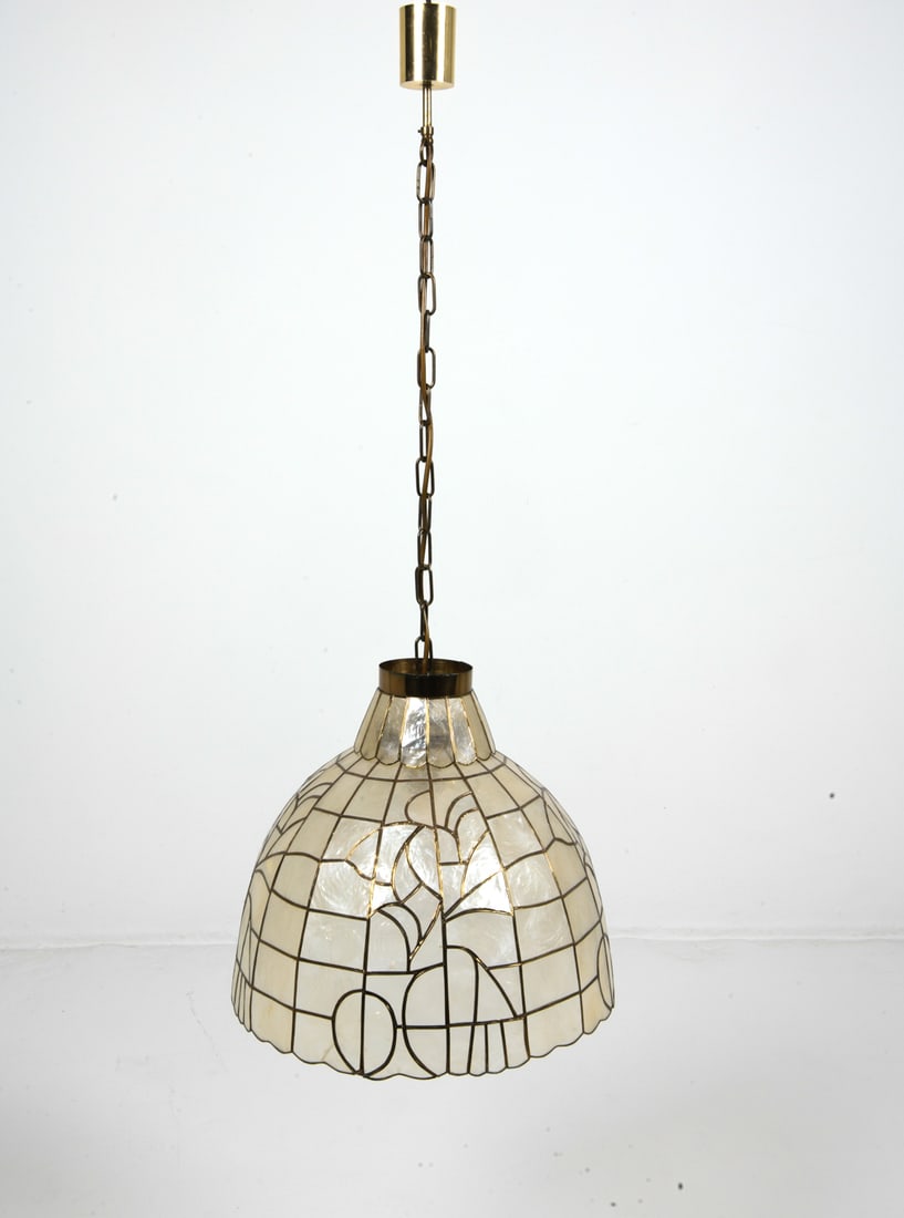CAPIZ SHELL PENDANT LIGHT C. 1970S - 3