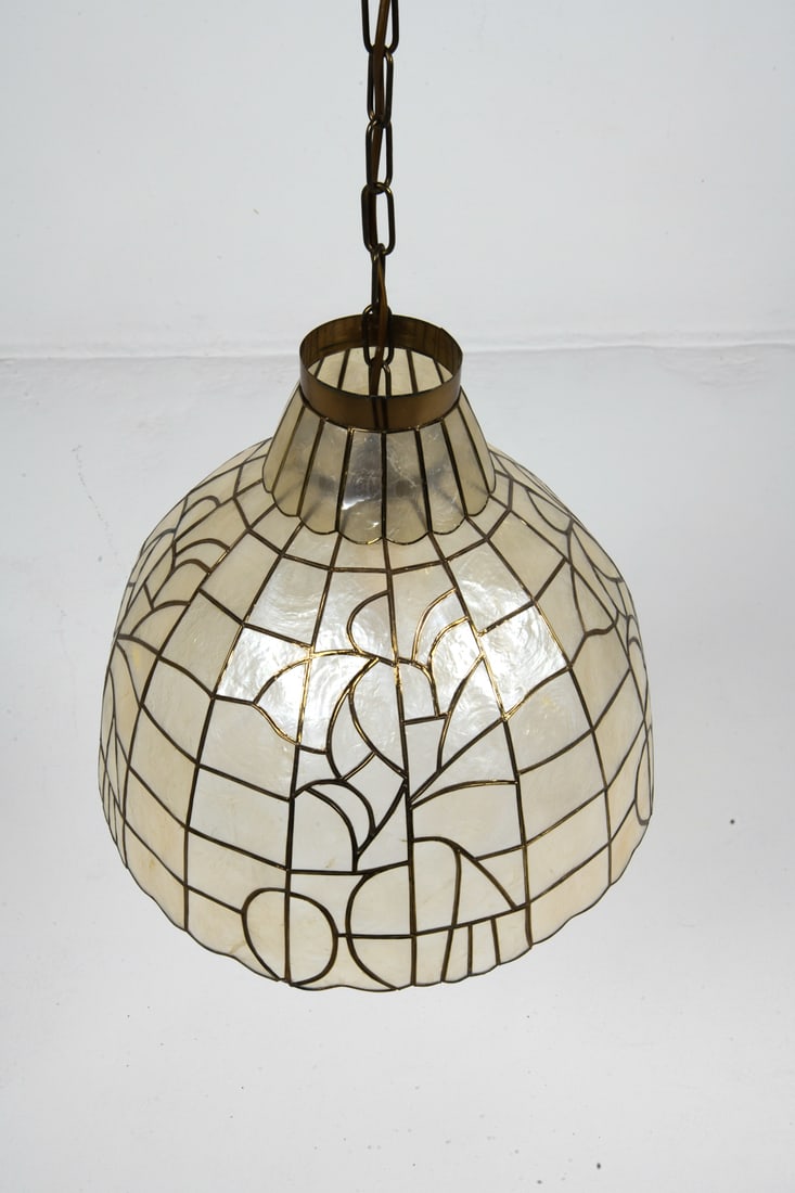 CAPIZ SHELL PENDANT LIGHT C. 1970S - 4