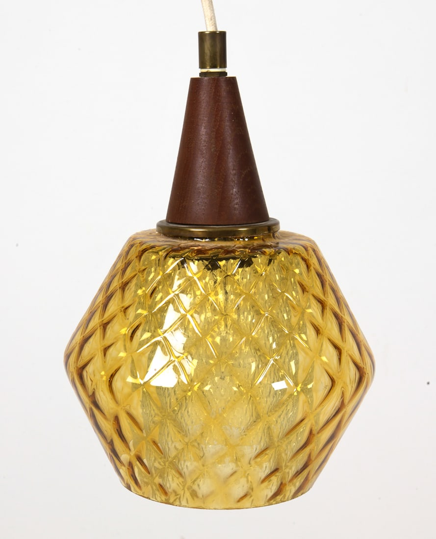DANISH TEAK & GLASS PENDANT LIGHT C. 1960S (1 of 1)