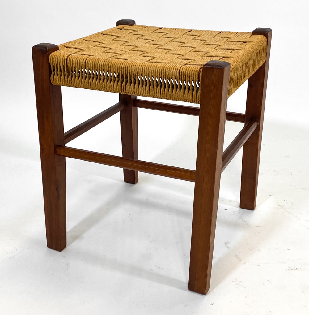 DANISH BEECH & RUSH STOOL C. 1960S (1 of 1)