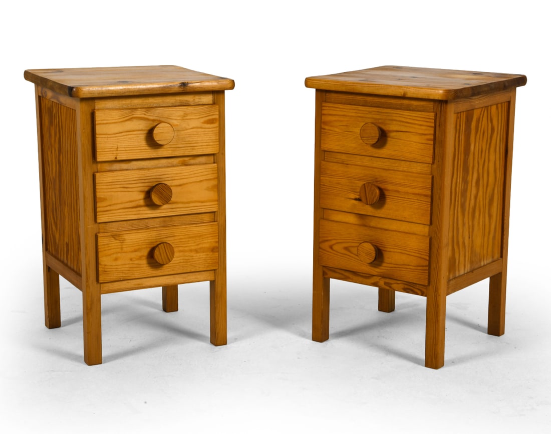 PAIR LARSSON STYLE SWEDISH PINE NIGHTSTANDS 1970S (1 of 1)