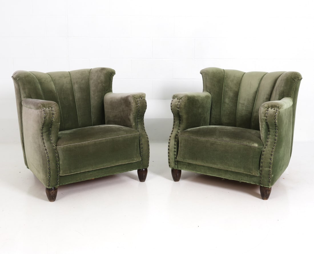 PAIR STYLE OF HANSEN DANISH LOUNGE CHAIRS C. 1940S (1 of 19)