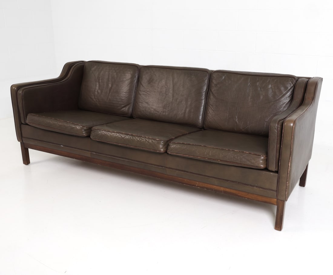 ATTR. MOGENS HANSEN DANISH LEATHER SOFA C. 1970S (1 of 19)