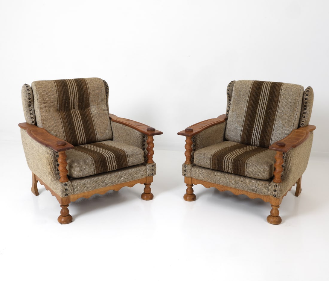 PAIR OF KJAERNULF STYLE DANISH OAK LOUNGE CHAIRS (1 of 19)