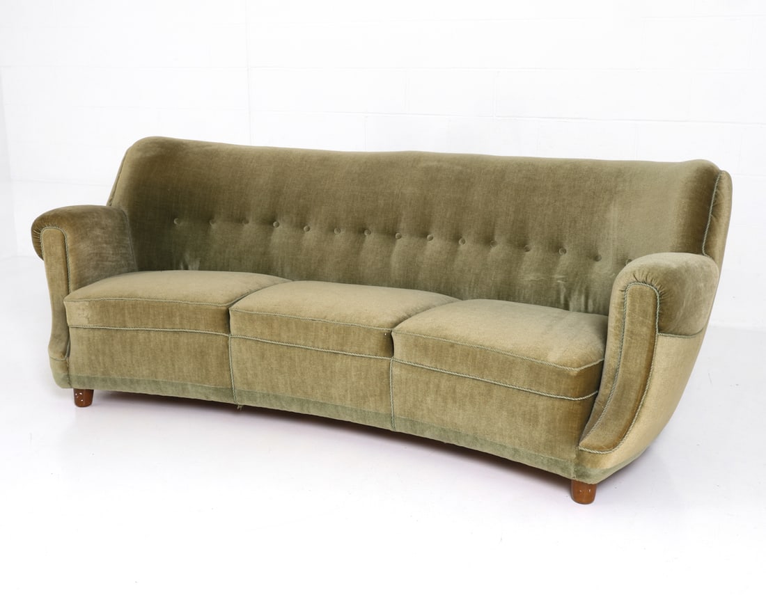 LASSEN STYLE DANISH MOHAIR SOFA C. 1940S (1 of 19)