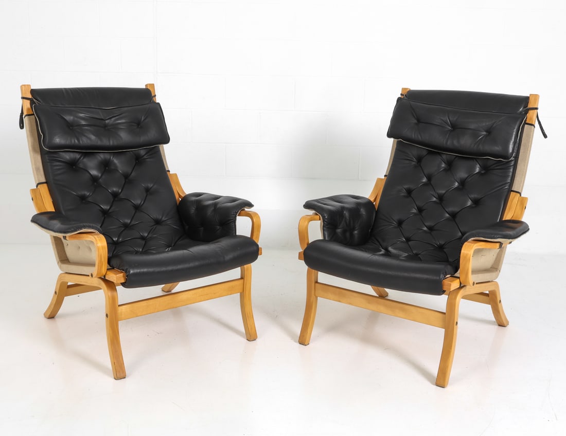 PAIR STYLE OF BRUNO MATHSSON LOUNGE CHAIRS 1970S (1 of 16)