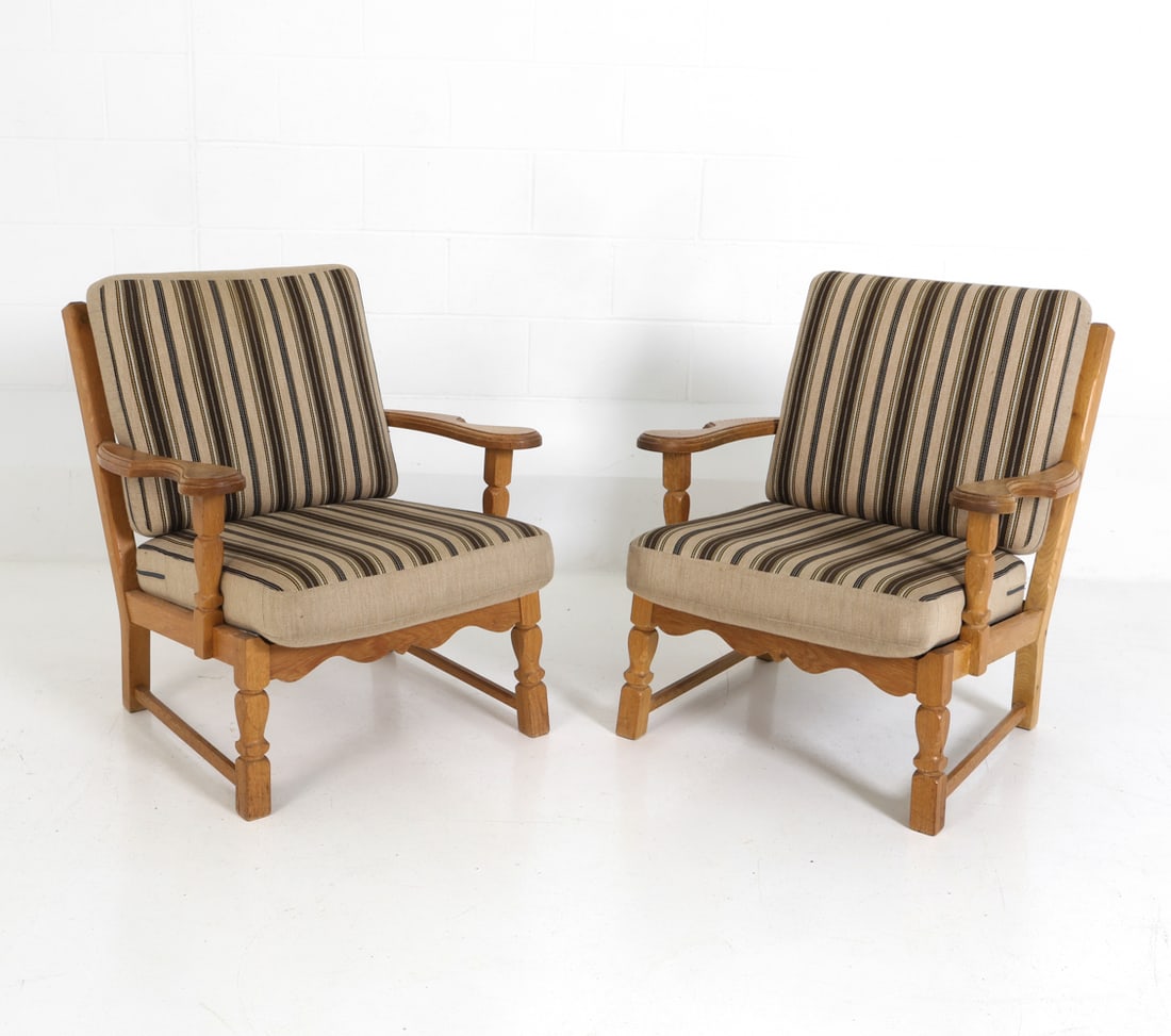 PAIR OF HENNING KJAERNULF DANISH OAK LOUNGE CHAIRS (1 of 14)
