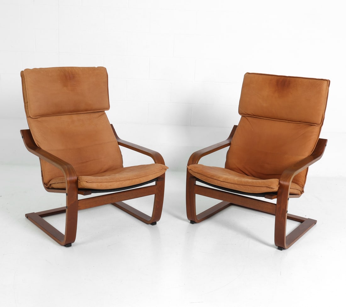 PAIR OF NAKAMURA FOR IKEA "POANG" LEATHER CHAIRS (1 of 18)
