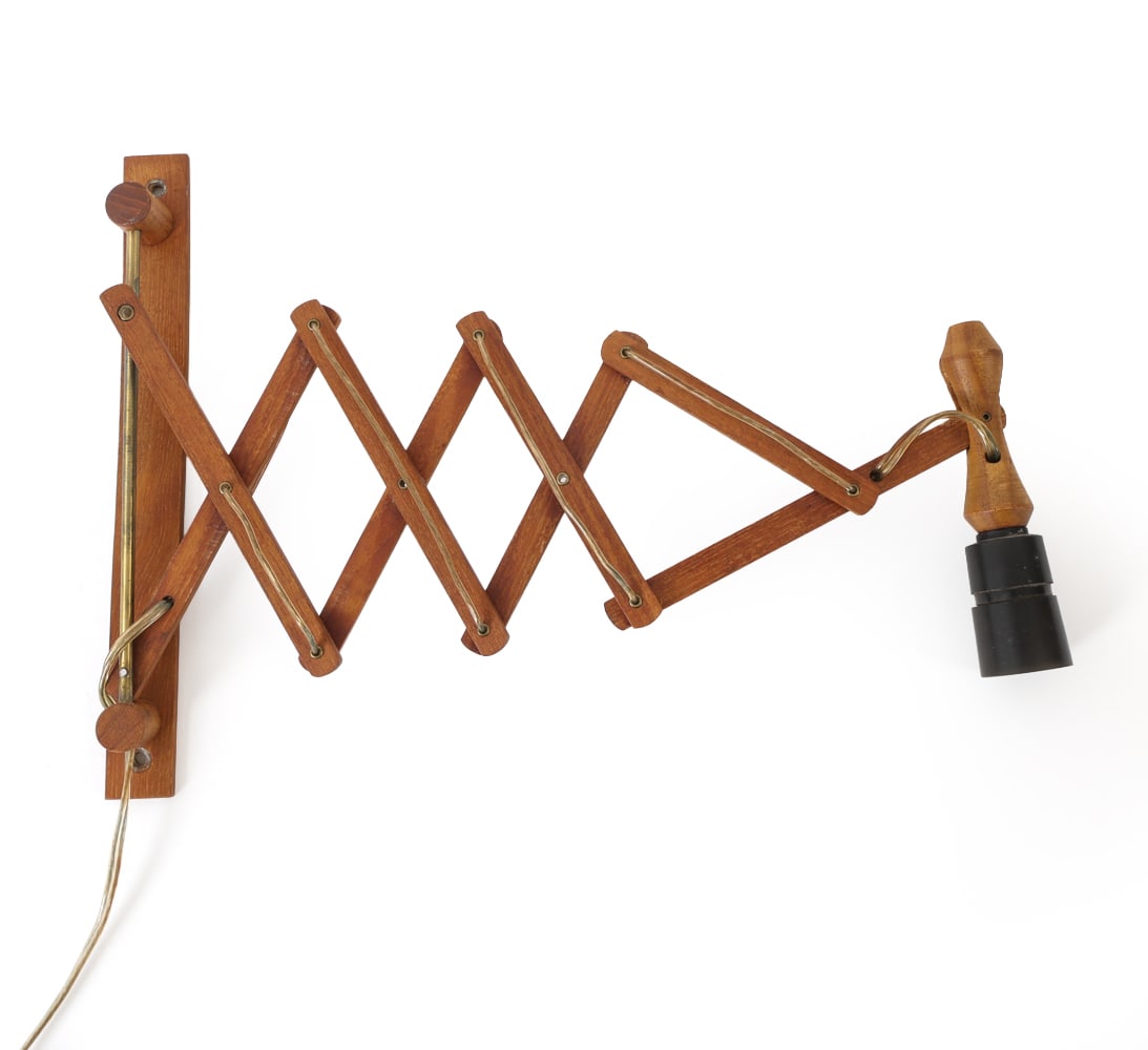 SCANDINAVIAN TEAK EXTENDING SCISSOR WALL SCONCE (1 of 11)