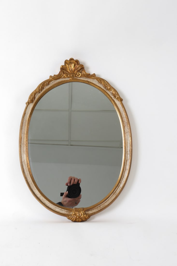 FRENCH STYLE OVAL GILT WALL MIRROR - 2