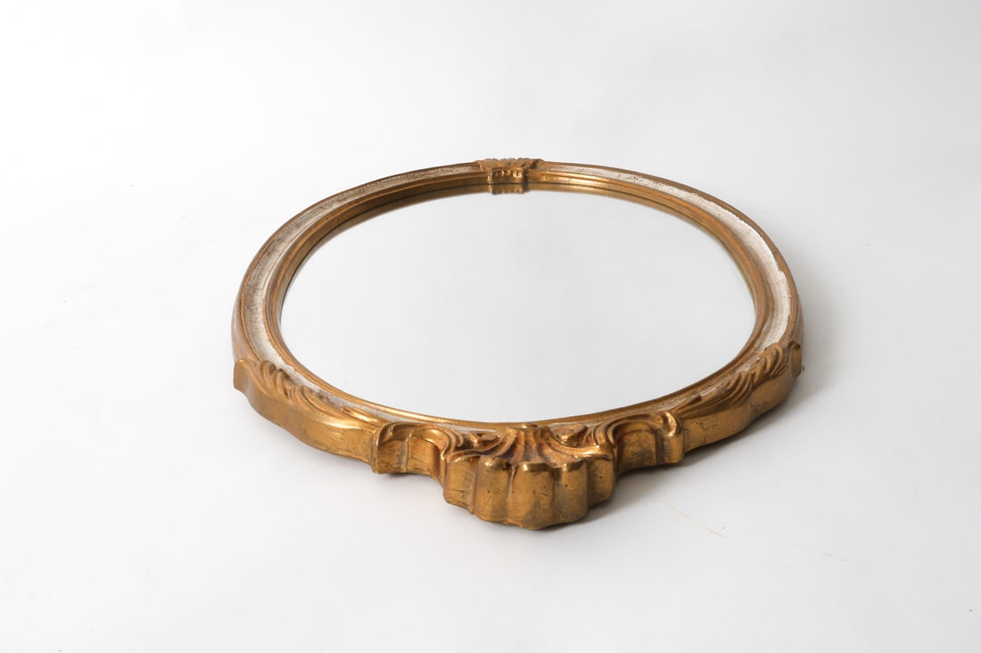 FRENCH STYLE OVAL GILT WALL MIRROR - 6