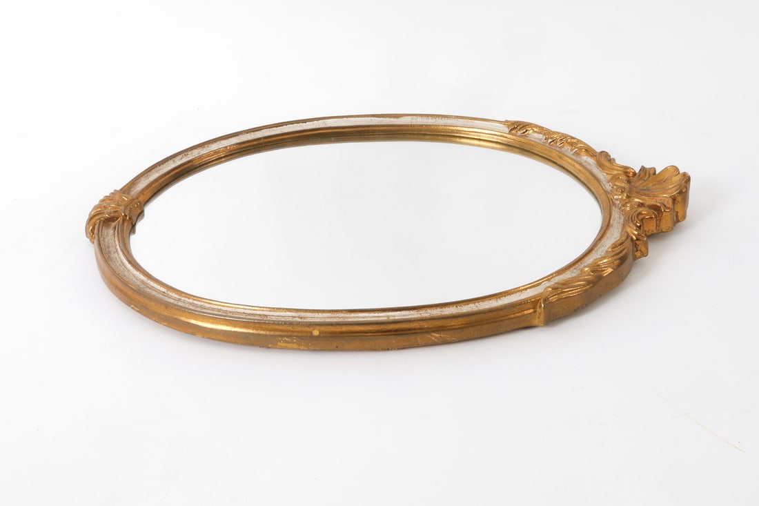 FRENCH STYLE OVAL GILT WALL MIRROR - 7