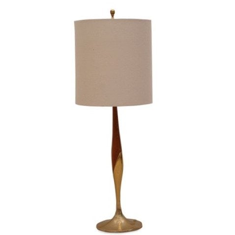 LAUREL LIGHTING MID-CENTURY TABLE LAMP: Dimensions: H 30" x Dia 7" (Shade) Dia 11" Condition: not tested, Wear consistent with age and use.