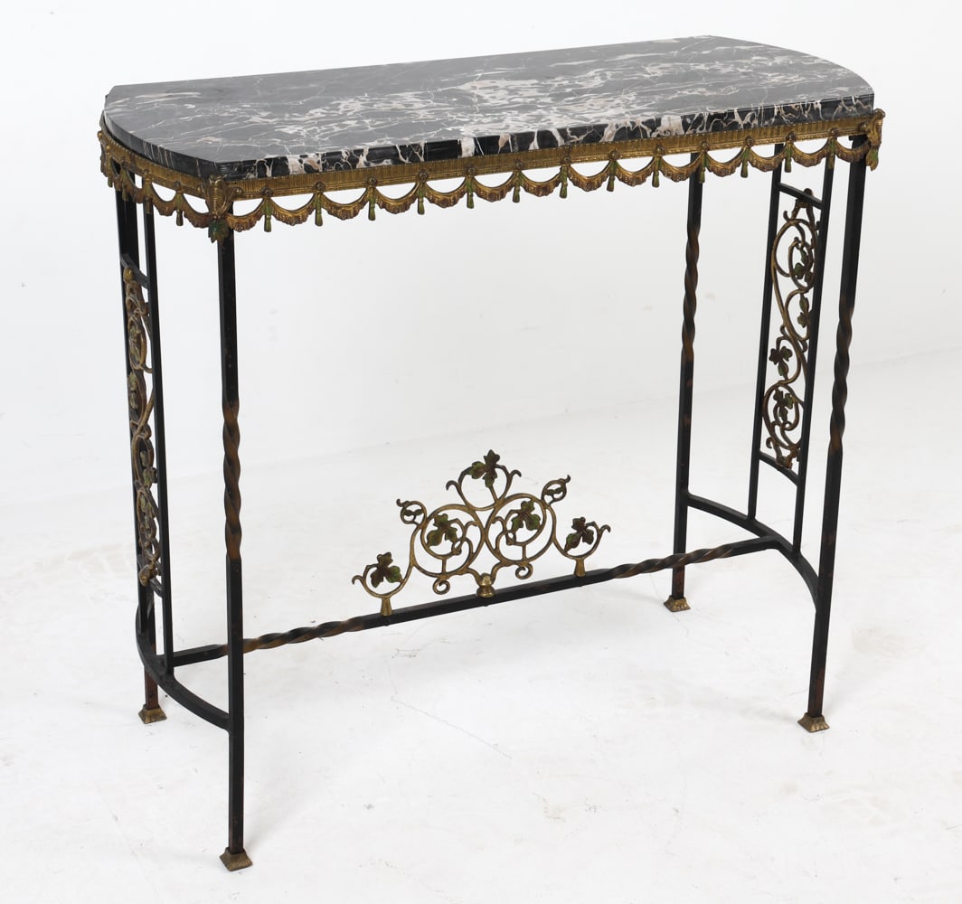 STYLE OF OSCAR BACH IRON & MARBLE CONSOLE TABLE (1 of 12)