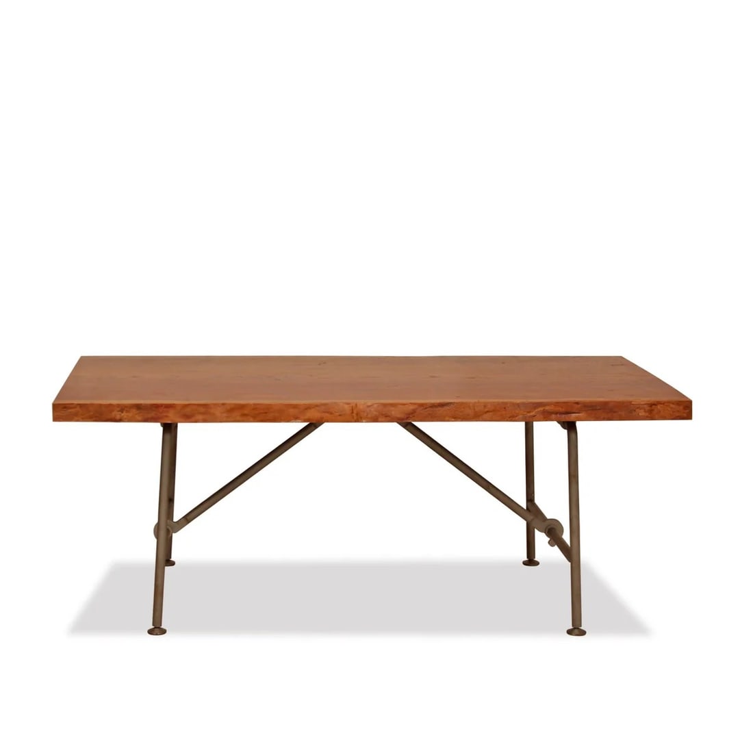 LIVE EDGE COFFEE TABLE: Dimensions: H 18" x W 48" x D 26.5" Condition: Wear consistent with age and use. Scuffs, nicks, rubs.