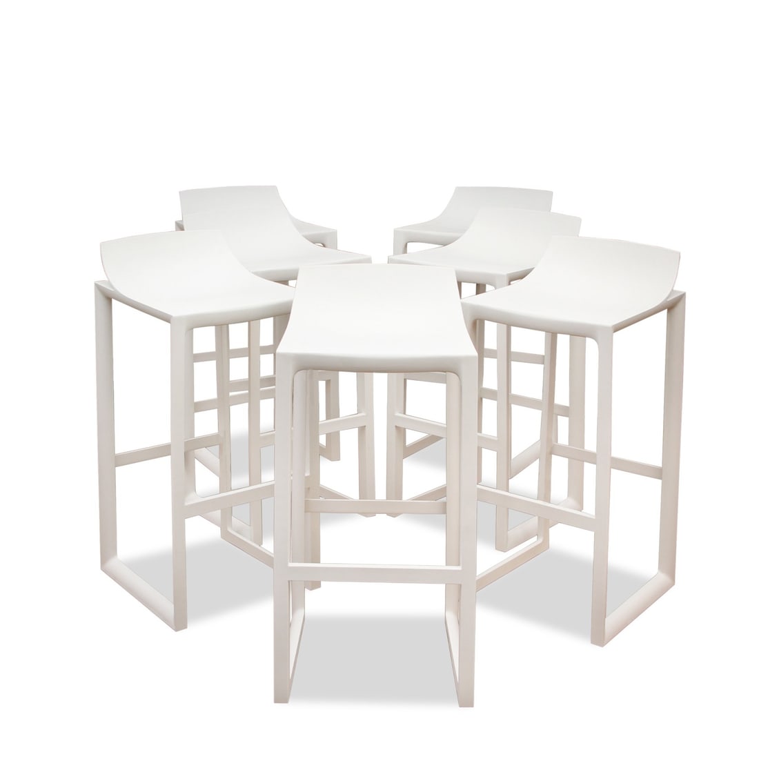 (7) VONDOM 'WALL STREET' BARSTOOLS: The Wall Street Bar Stool by Vondom is a testament to contemporary minimalism, thoughtfully crafted to harmonize both form and function. Crafted with precision from premium fiberglass and injected