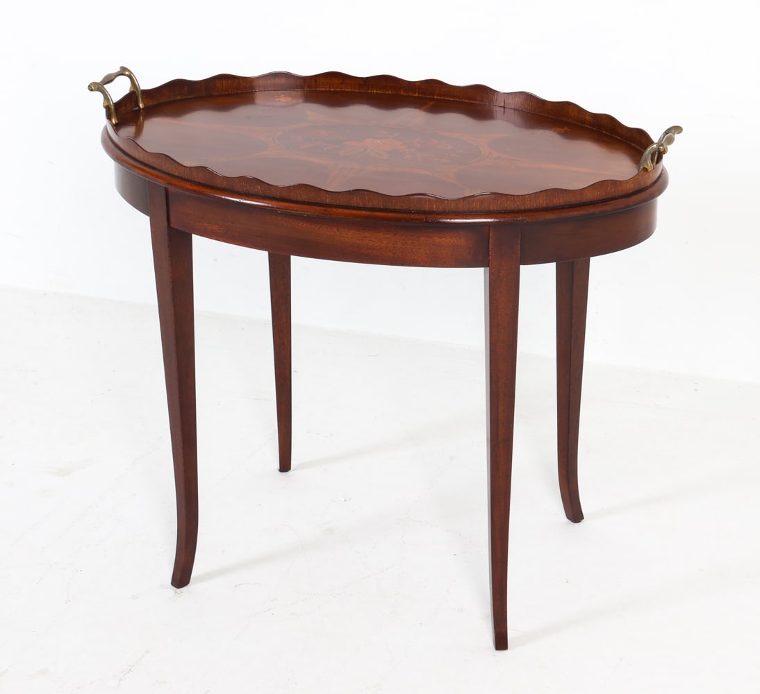 GEORGE III STYLE MAHOGANY INLAID SIDE TABLE (1 of 19)