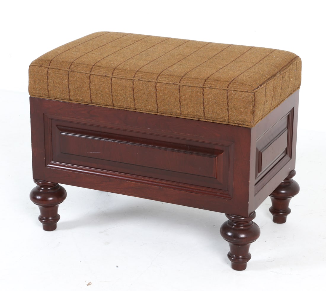 EDWARDIAN STYLE MAHOGANY & WOOL STORAGE BENCH (1 of 14)