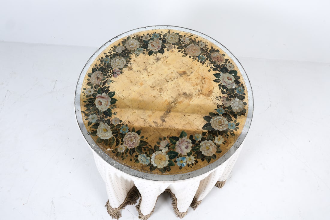 FRENCH REVERSE PAINTED GLASS TOP TABLE - 3
