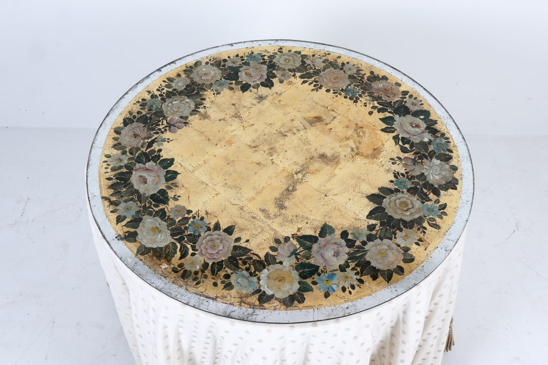 FRENCH REVERSE PAINTED GLASS TOP TABLE - 4