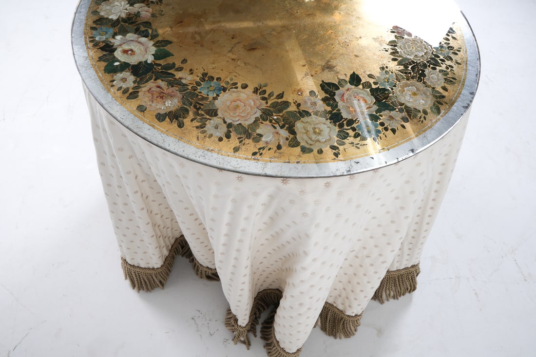 FRENCH REVERSE PAINTED GLASS TOP TABLE - 9