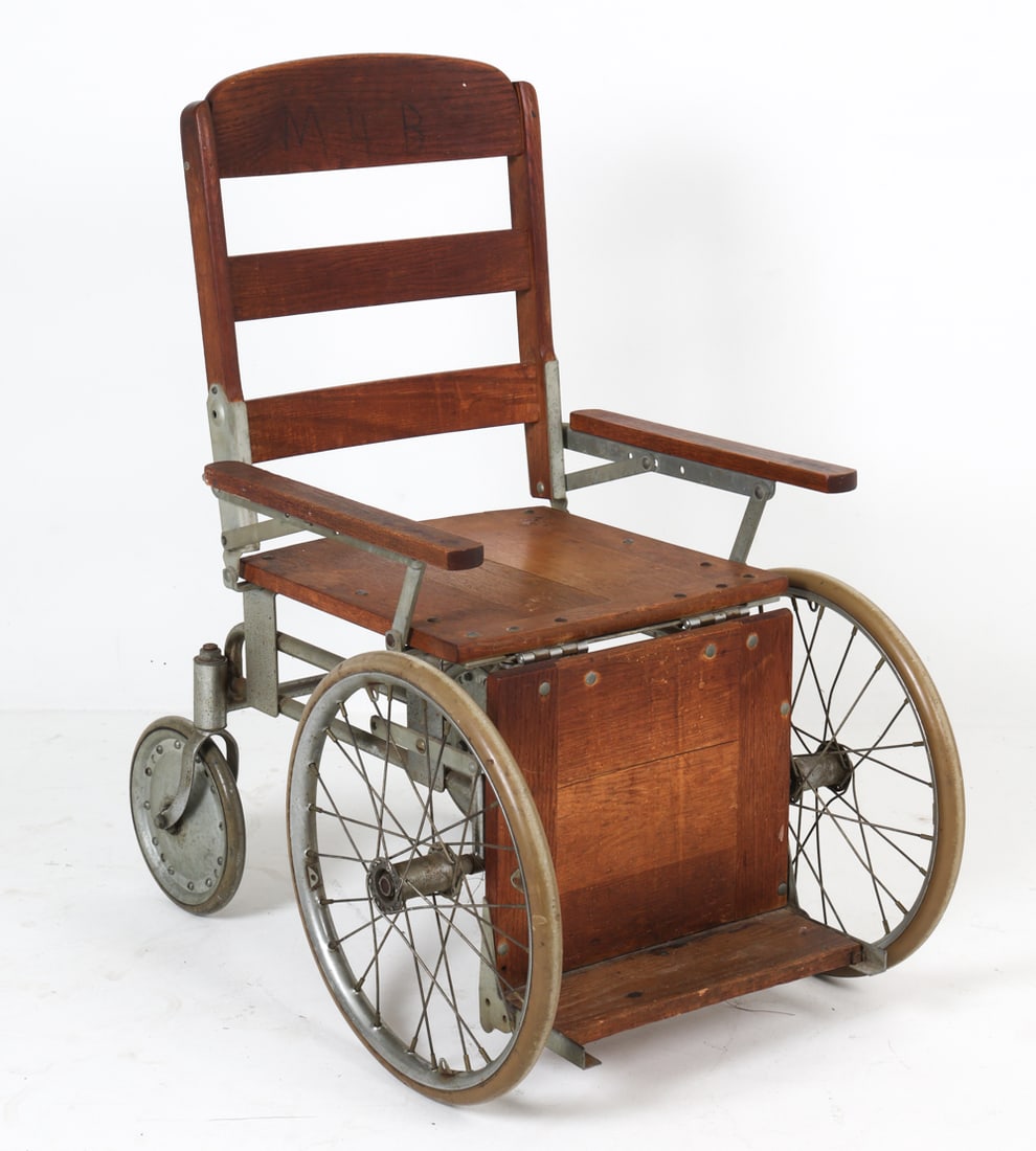 ANTIQUE HOSPITAL WHEELCHAIR EARLY 20TH C. (1 of 14)