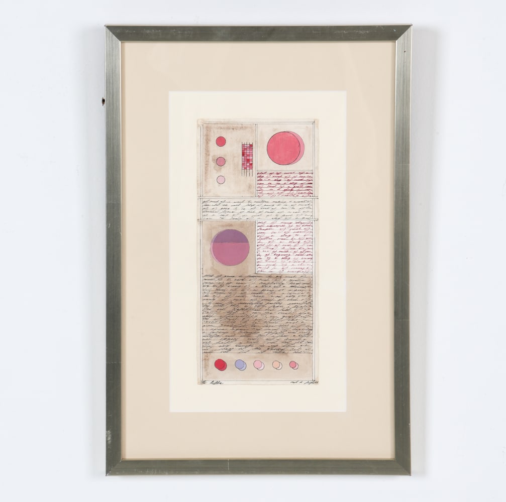 VINTAGE COLOR STUDY: Signed indistinctly to lower left and right. Dimensions: Frame H 17" x W 11.5". Paper H 10.25" x W 4.75". Condition: Not examined out of frame, presents well overall.