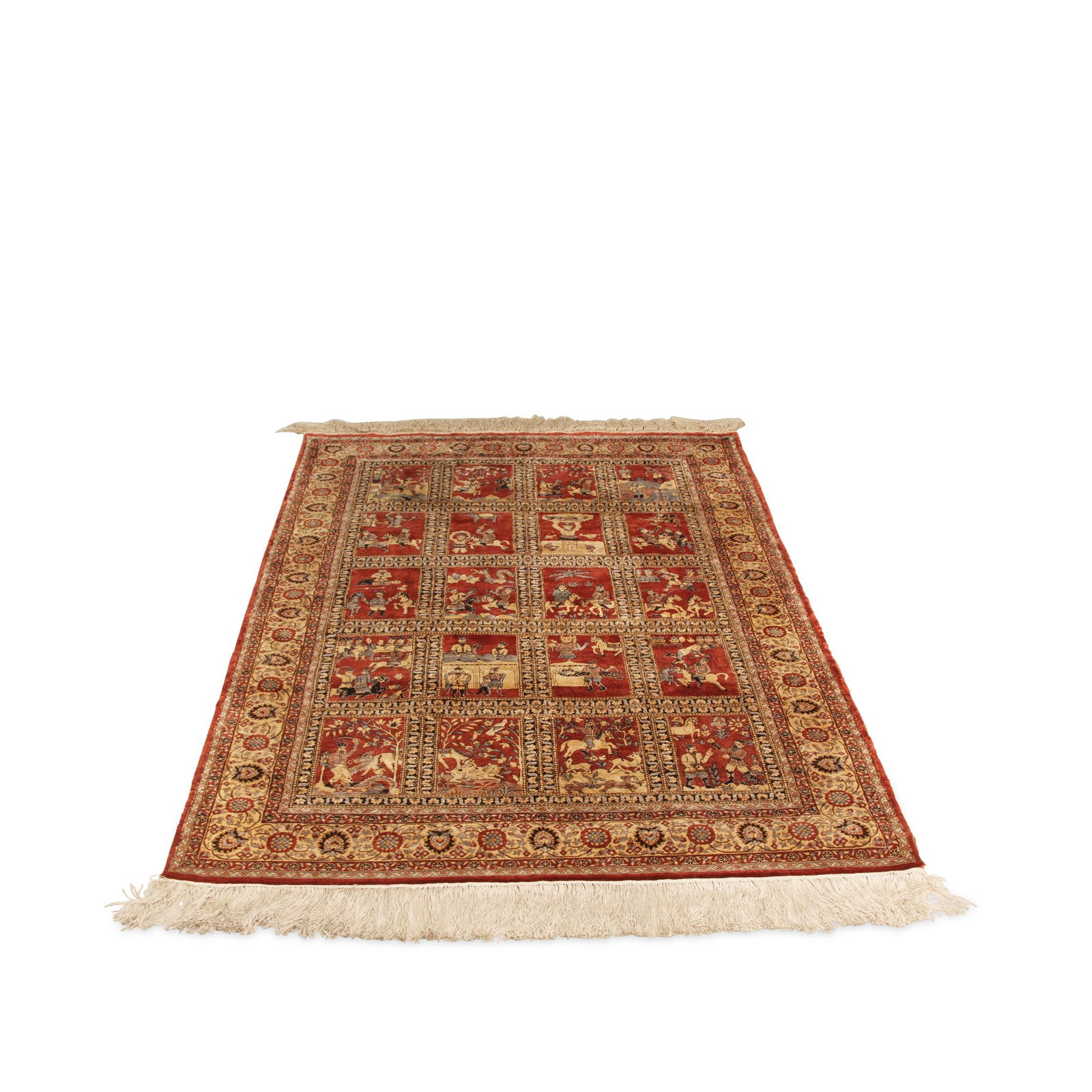 VINTAGE BAKTHTIARI PERSIAN RUG: Bakhtiari region of Persia, this carpet showcases traditional motifs and vibrant colors that tell a story of centuries-old craftsmanship and cultural significance. Dimensions: W "49" x D "75"